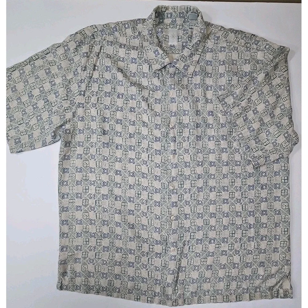 BURMA BIBAS Men's Short Sleeve Button-Up W/Pocket 100% SILK EXTRA‎ LARGE Shirt